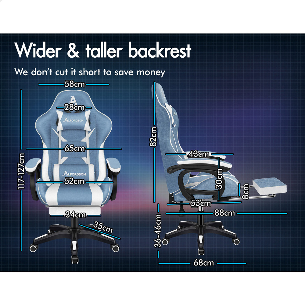ALFORDSON Gaming Office Chair Massage Racing 12 RGB LED Computer Work Seat - Picture 214 of 267