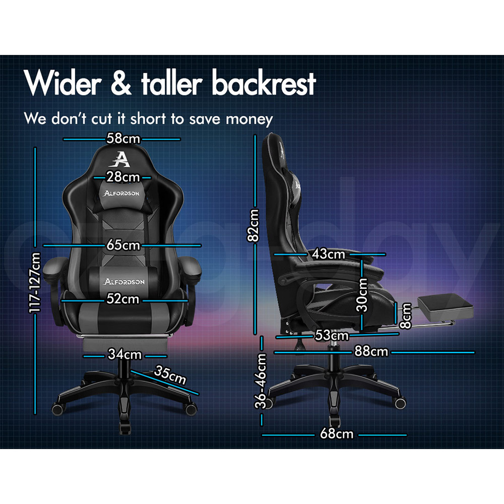 ALFORDSON Gaming Office Chair Massage Racing 12 RGB LED Computer Work Seat - Picture 131 of 267