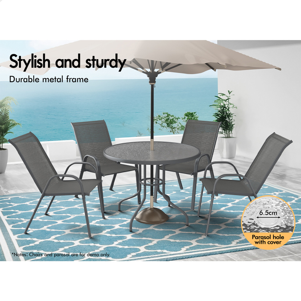 ALFORDSON Outdoor Furniture Patio Dining Table Garden Glass Black Grey Coffee - Picture 19 of 84