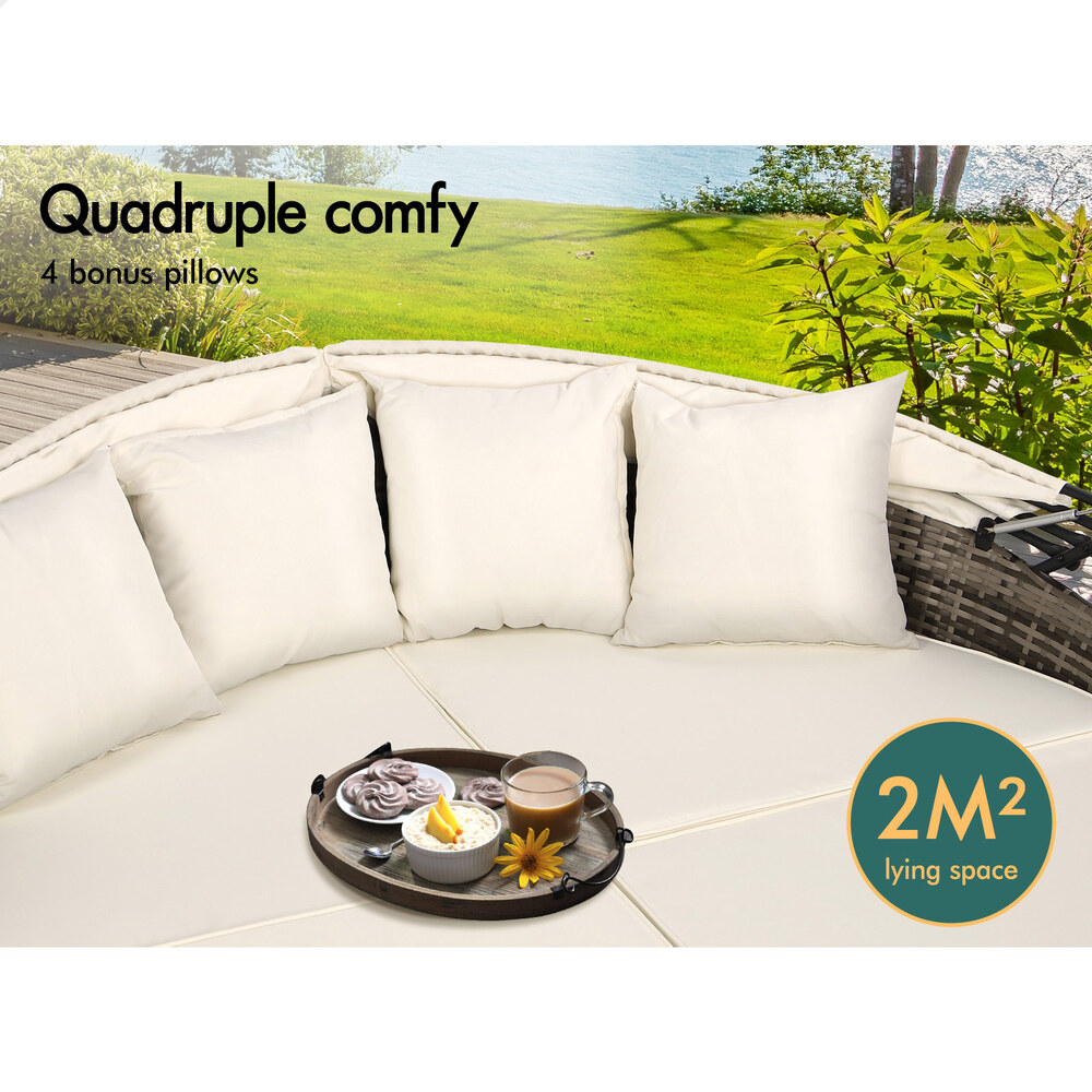 ALFORDSON Outdoor Sun Lounge Day Bed Patio Chairs Garden Furniture Wicker Sofa - Picture 8 of 37