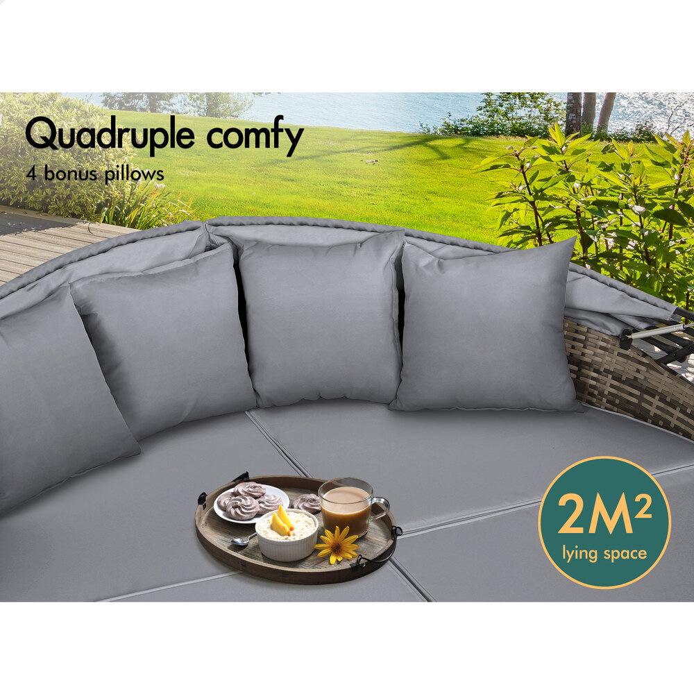 ALFORDSON Outdoor Sun Lounge Day Bed Patio Chairs Garden Furniture Wicker Sofa - Picture 32 of 37