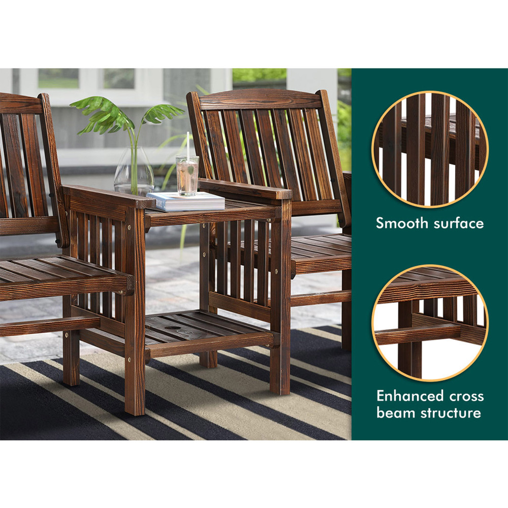 ALFORDSON Outdoor Garden Bench Wooden Loveseat Patio Chairs Table Furniture Set - Picture 20 of 31