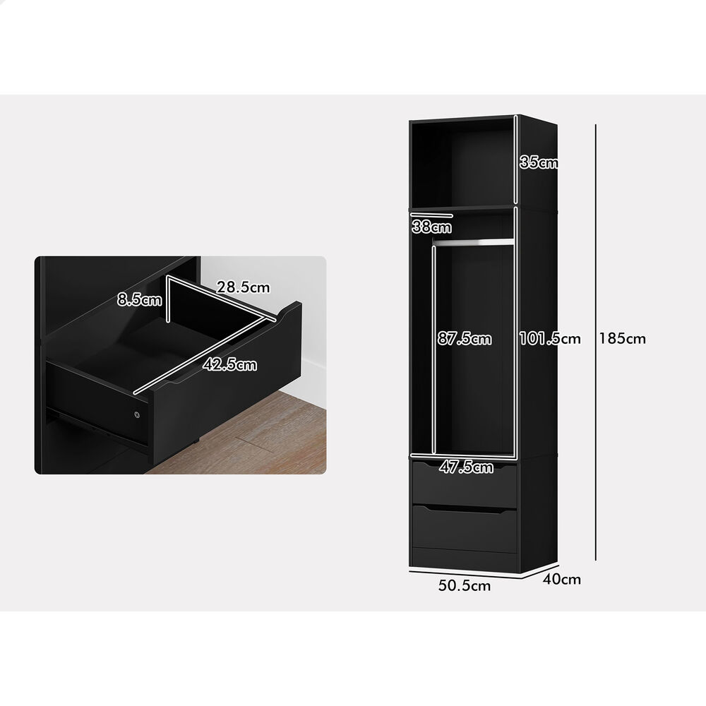 ALFORDSON Wardrobe Clothes Storage Organizer Closet Cabinet 2 Drawers Hanging - Picture 17 of 46