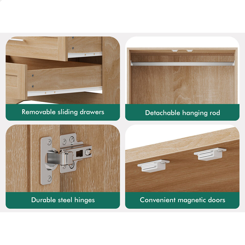 ALFORDSON Wardrobe Clothes Storage Organizer Closet Cabinet Drawers Shelves - Picture 188 of 203