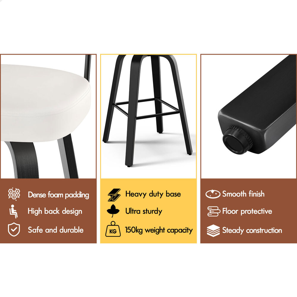 ALFORDSON Kitchen Bar Stools Wooden Swivel Leather Metal Dining Chair x2/x4 - Picture 650 of 1,020