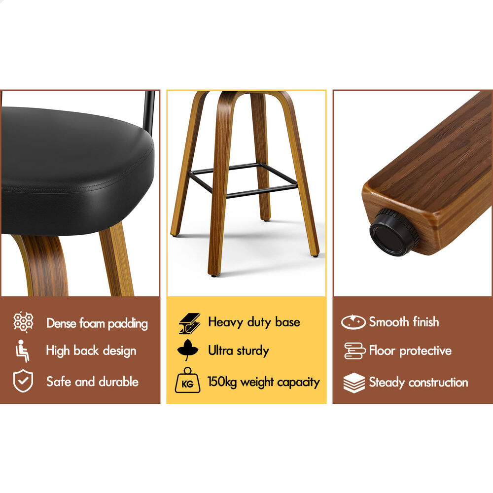 ALFORDSON Kitchen Bar Stools Wooden Swivel Leather Metal Dining Chair x2/x4 - Picture 660 of 1,020