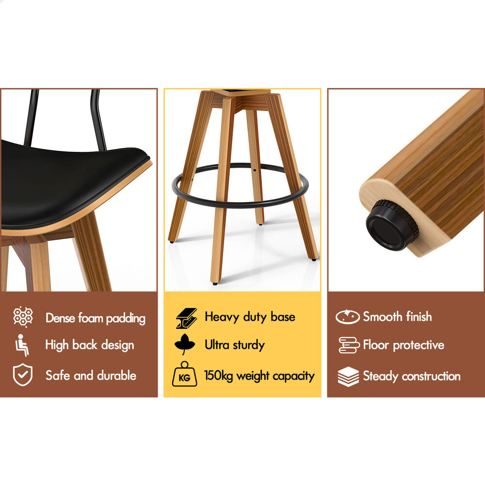 ALFORDSON Kitchen Bar Stools Wooden Swivel Leather Metal Dining Chair x2/x4 - Picture 680 of 1,020