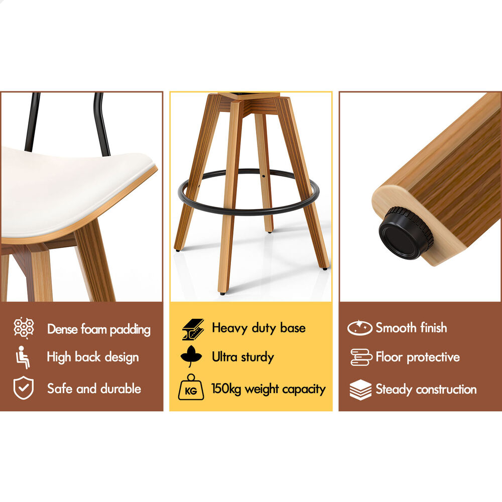 ALFORDSON Kitchen Bar Stools Wooden Swivel Leather Metal Dining Chair x2/x4 - Picture 700 of 1,020