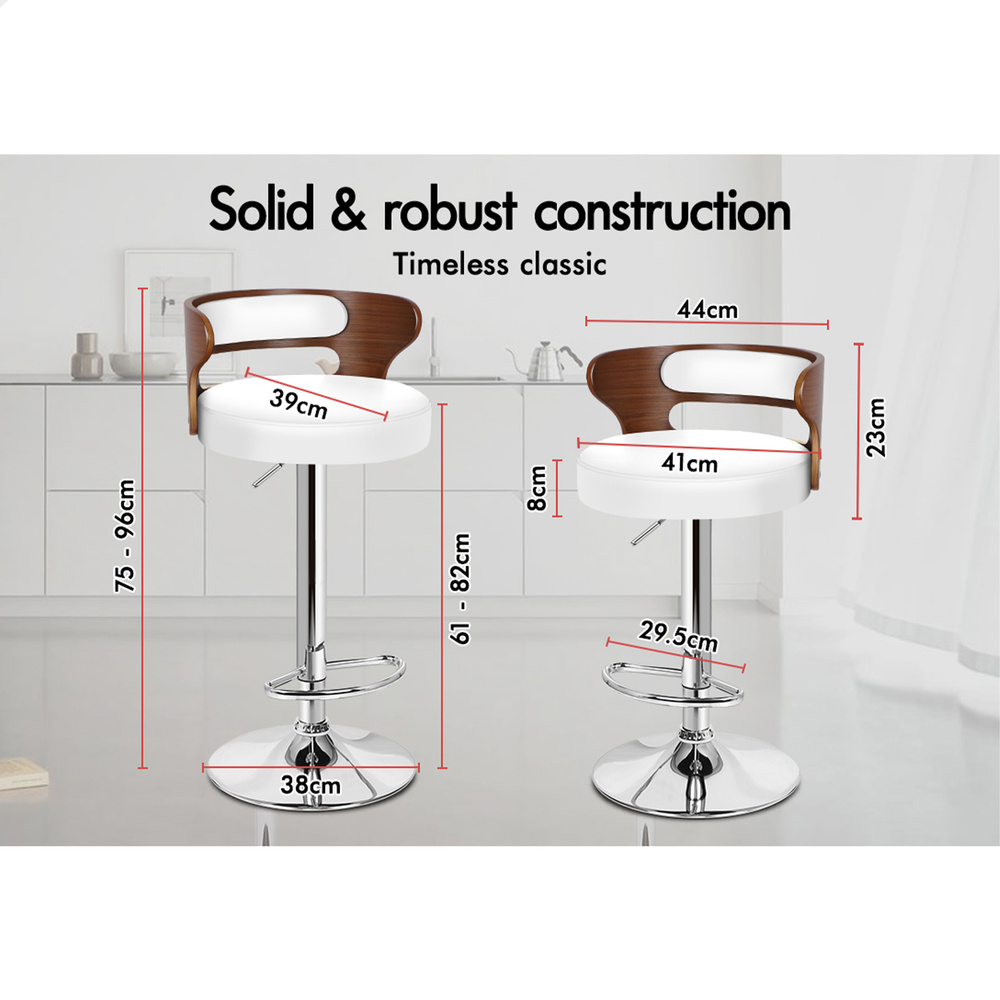 ALFORDSON Bar Stool Wooden Kitchen Swivel Chair Leather Fabric Reno x2/x4 - Picture 40 of 104