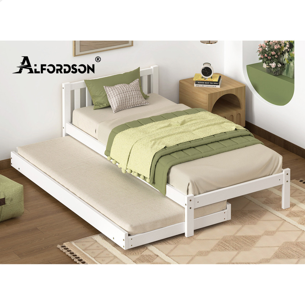 ALFORDSON Bed Frame Queen Double King Single Size Wooden Mattress Base White/Oak - Picture 836 of 864