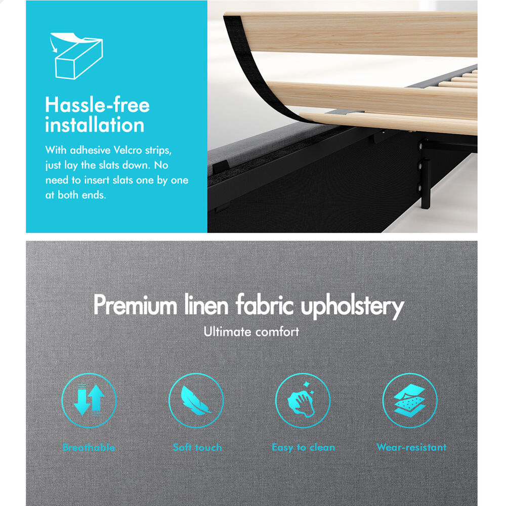 ALFORDSON Bed Frame Double Queen King RGB LED Gas Lift Storage Base Leather - Picture 502 of 1,903