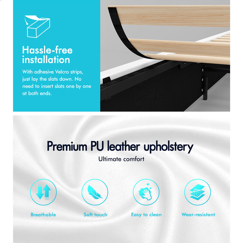 ALFORDSON Bed Frame Double Queen King RGB LED Gas Lift Storage Base Leather - Picture 514 of 1,903