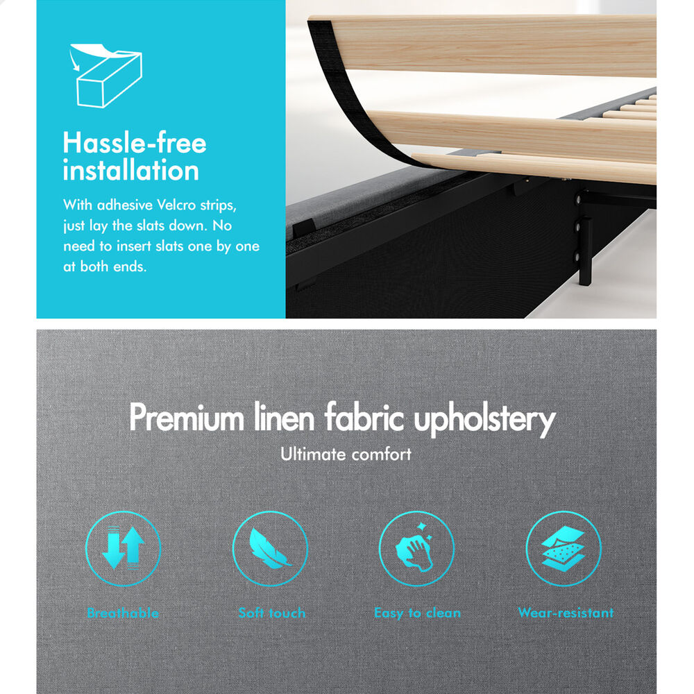 ALFORDSON Bed Frame Double Queen King RGB LED Gas Lift Storage Base Leather - Picture 574 of 1,903