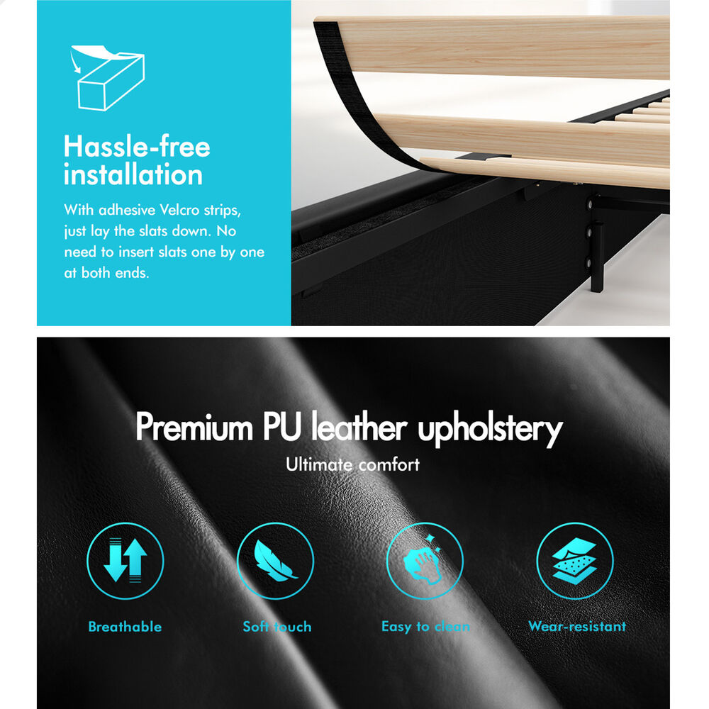 ALFORDSON Bed Frame Double Queen King RGB LED Gas Lift Storage Base Leather - Picture 634 of 1,903