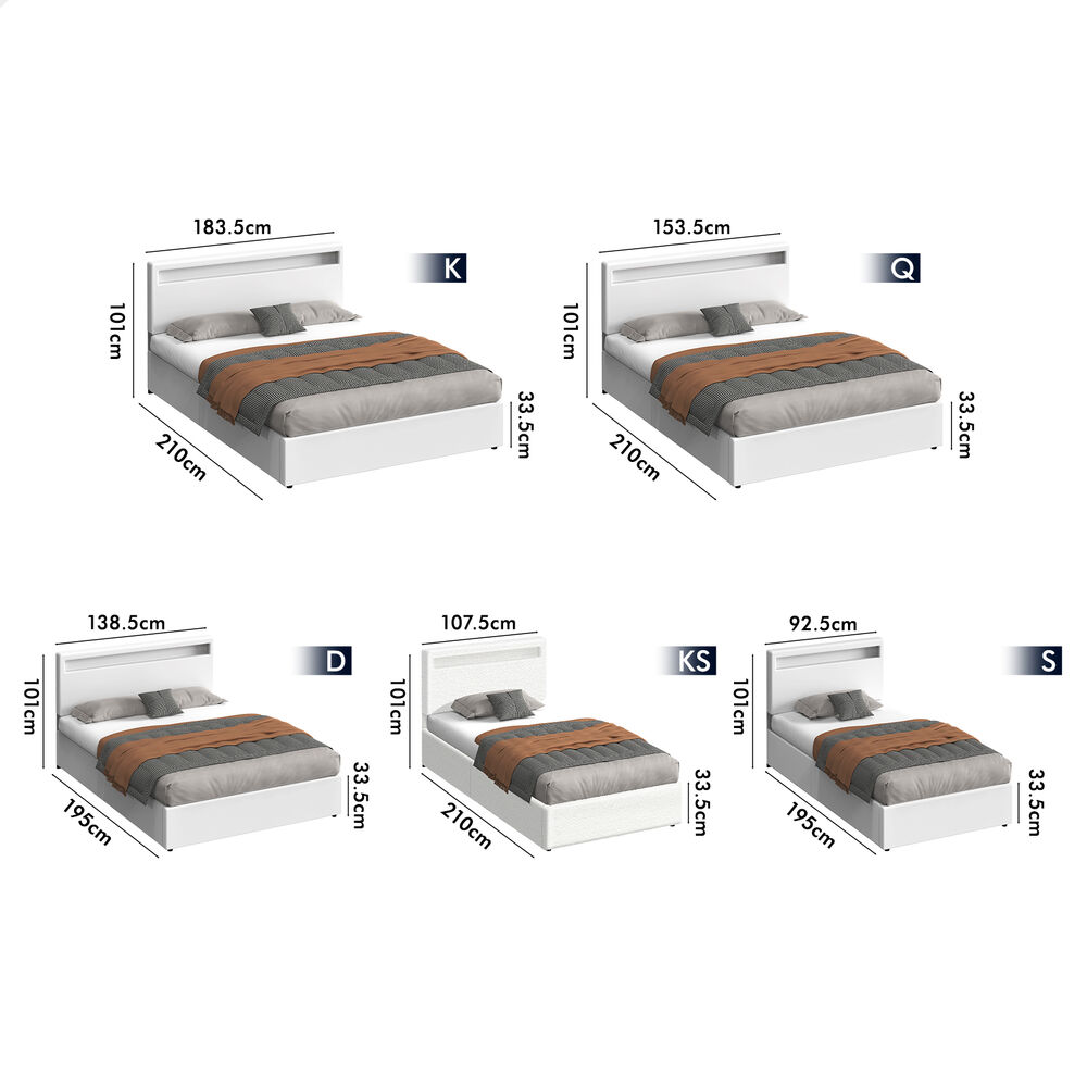 ALFORDSON Bed Frame Double Queen King Single RGB LED Gas Lift Storage Base - Picture 46 of 225