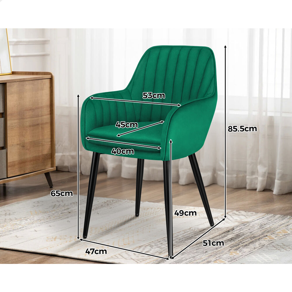 ALFORDSON 2/4x Armchair Dining Chair Kitchen Accent Sofa Couch Granular Velvet - Picture 32 of 90