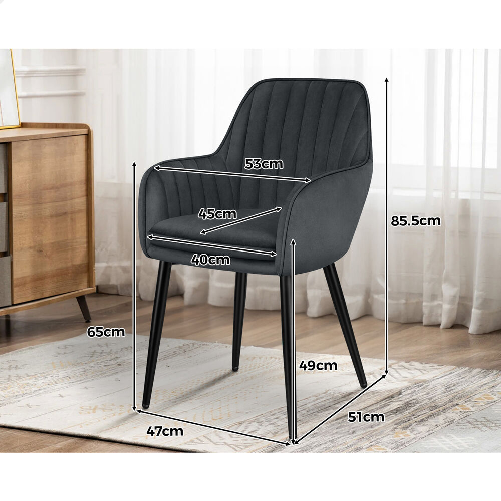ALFORDSON 2/4x Armchair Dining Chair Kitchen Accent Sofa Couch Granular Velvet - Picture 54 of 90