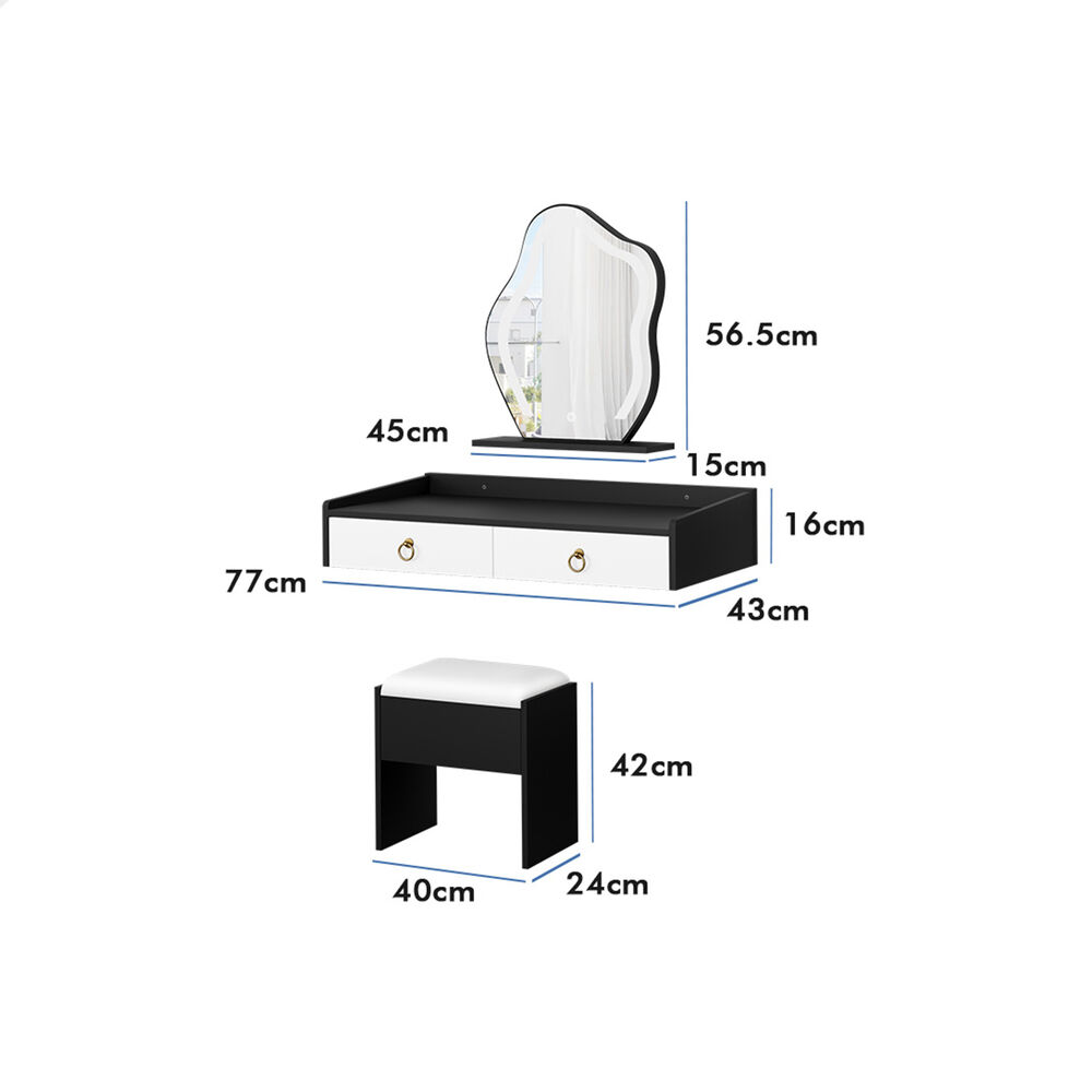 ALFORDSON Dressing Table Stool Set Makeup Mirror Storage Vanity Desk LED Bulbs - Picture 342 of 520