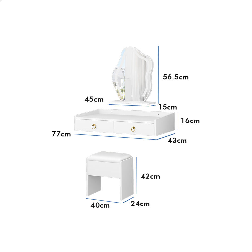 ALFORDSON Dressing Table Stool Set Makeup Mirror Storage Vanity Desk LED Bulbs - Picture 366 of 520