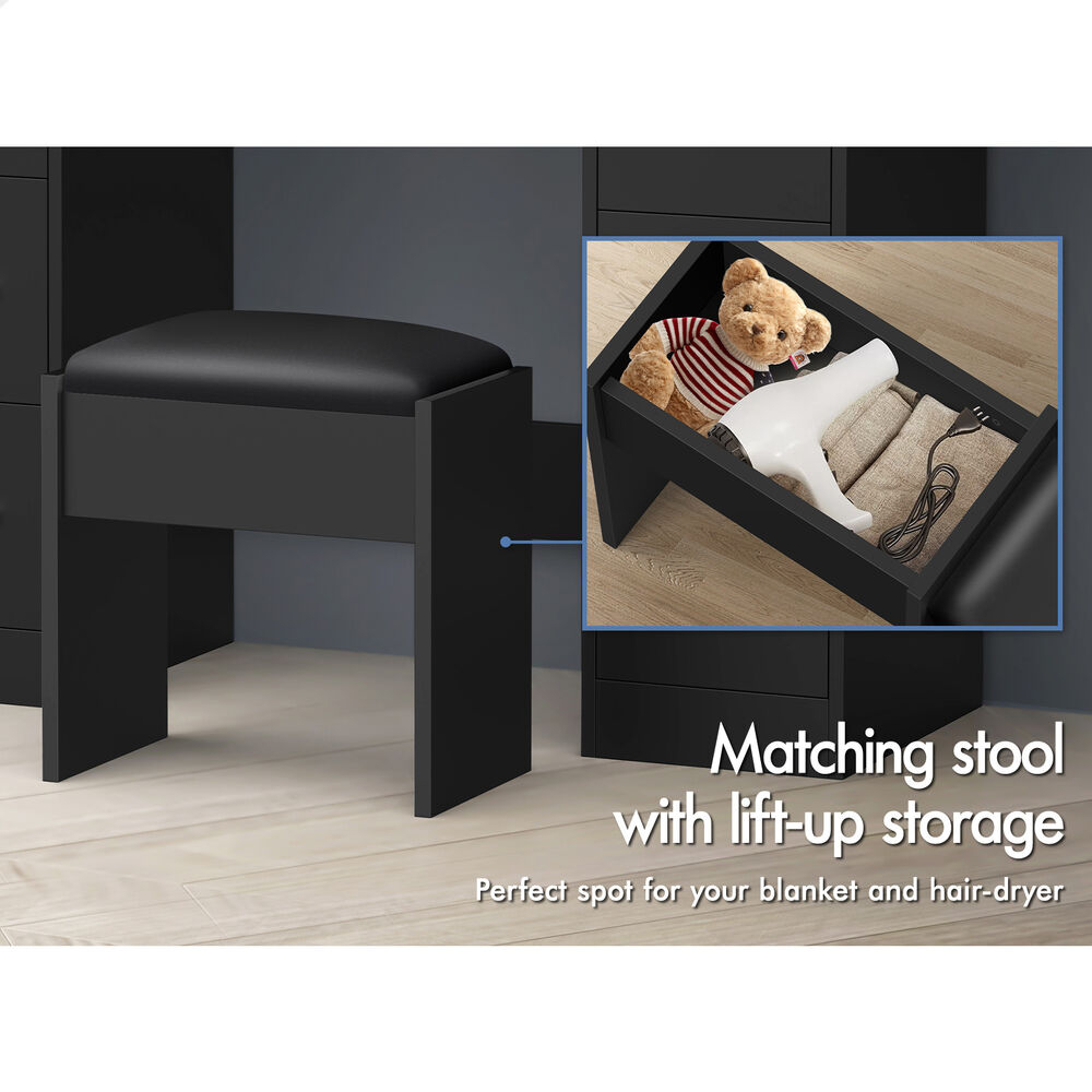 ALFORDSON Dressing Table Stool Set Makeup Mirror Storage Desk LED 10/12 Bulbs - Picture 555 of 671
