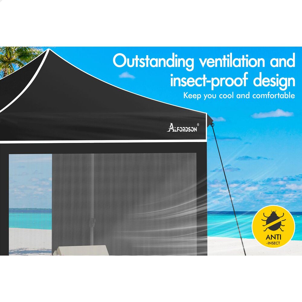 ALFORDSON Gazebo 3x3m Pop Up PE Mesh Marquee Outdoor Folding Tent Wedding Canopy - Picture 84 of 160