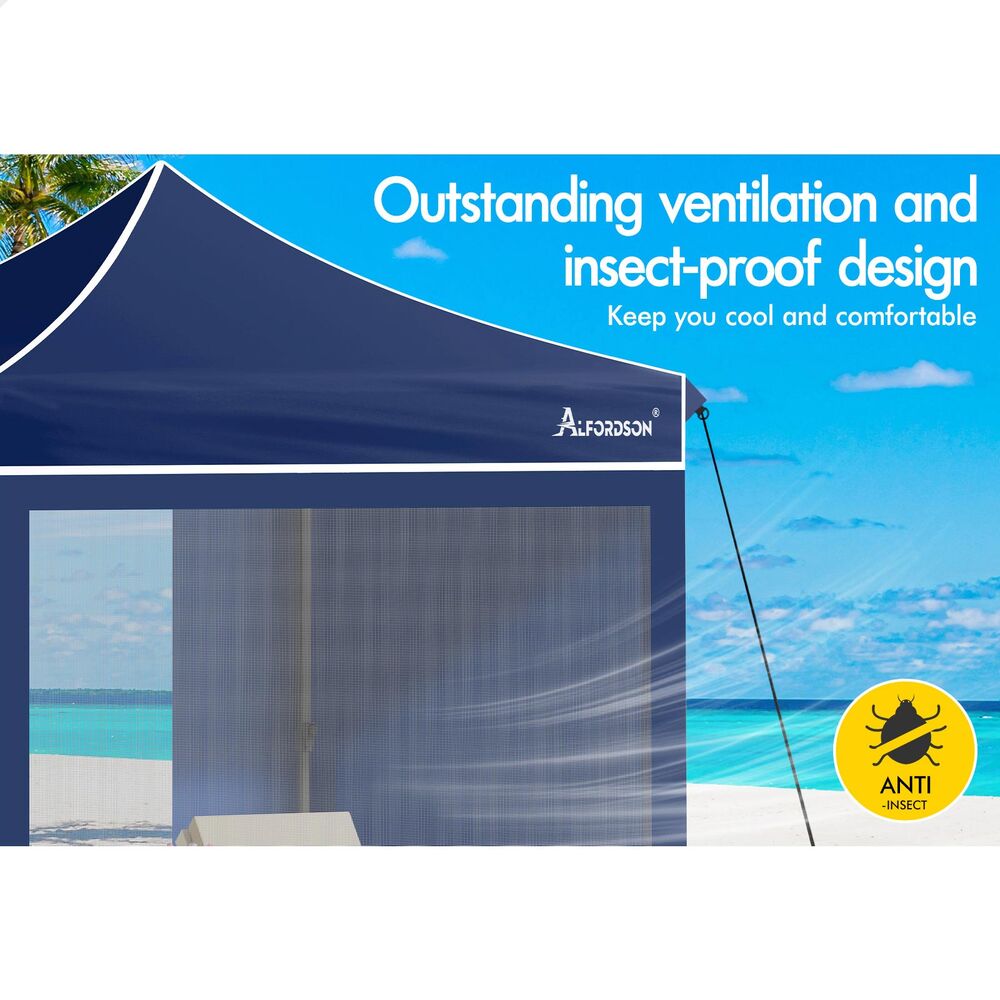 ALFORDSON Gazebo 3x3m Pop Up PE Mesh Marquee Outdoor Folding Tent Wedding Canopy - Picture 108 of 160