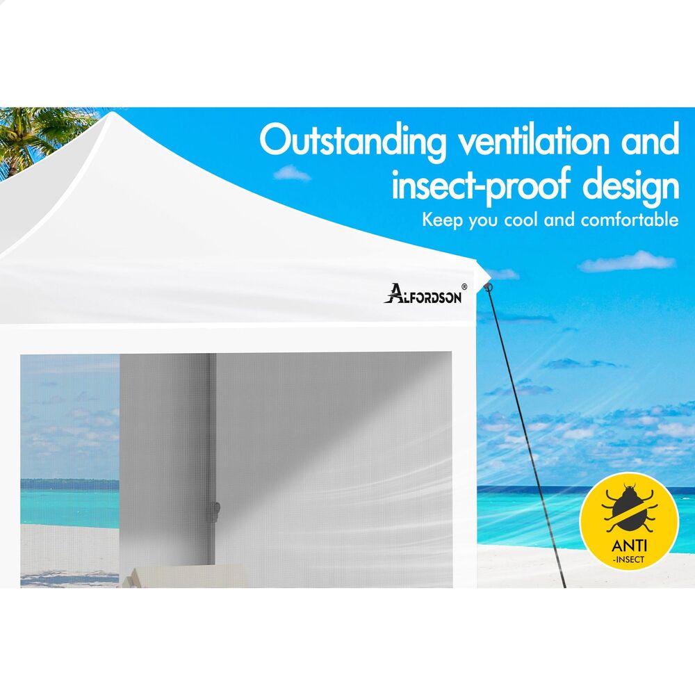 ALFORDSON Gazebo 3x3m Pop Up PE Mesh Marquee Outdoor Folding Tent Wedding Canopy - Picture 120 of 160