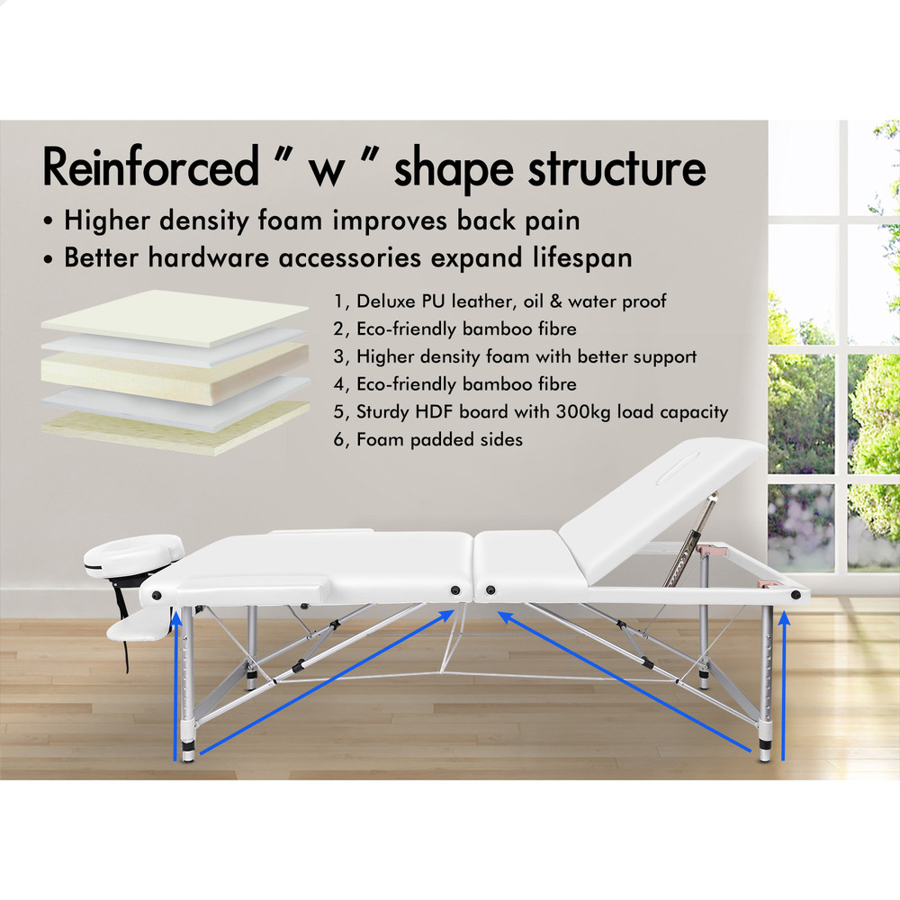 ALFORDSON Massage Table 3 Fold 65/75/85cm Foldable Portable Bed Aluminium Desk - Picture 32 of 168