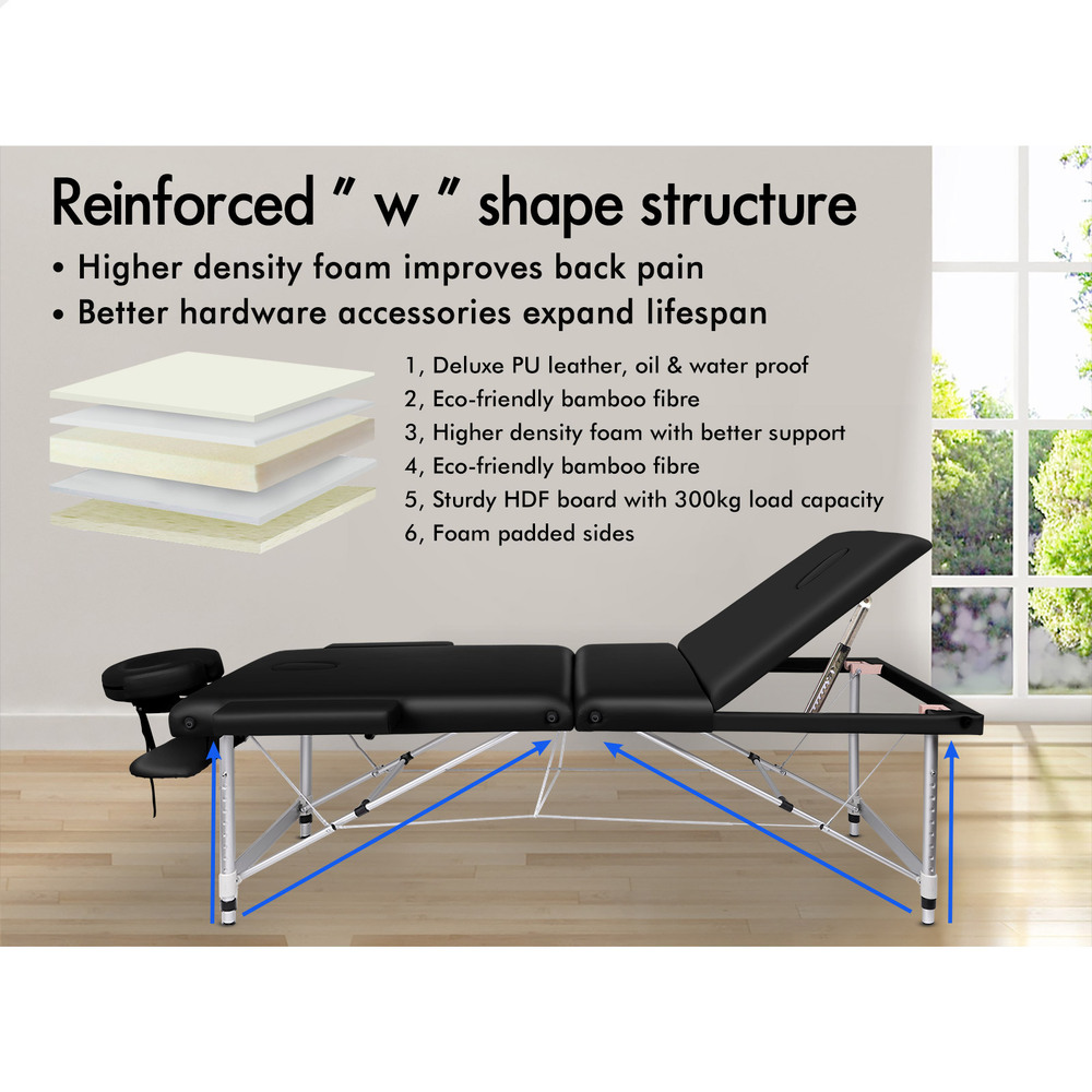 ALFORDSON Massage Table 3 Fold 65/75/85cm Foldable Portable Bed Aluminium Desk - Picture 116 of 168