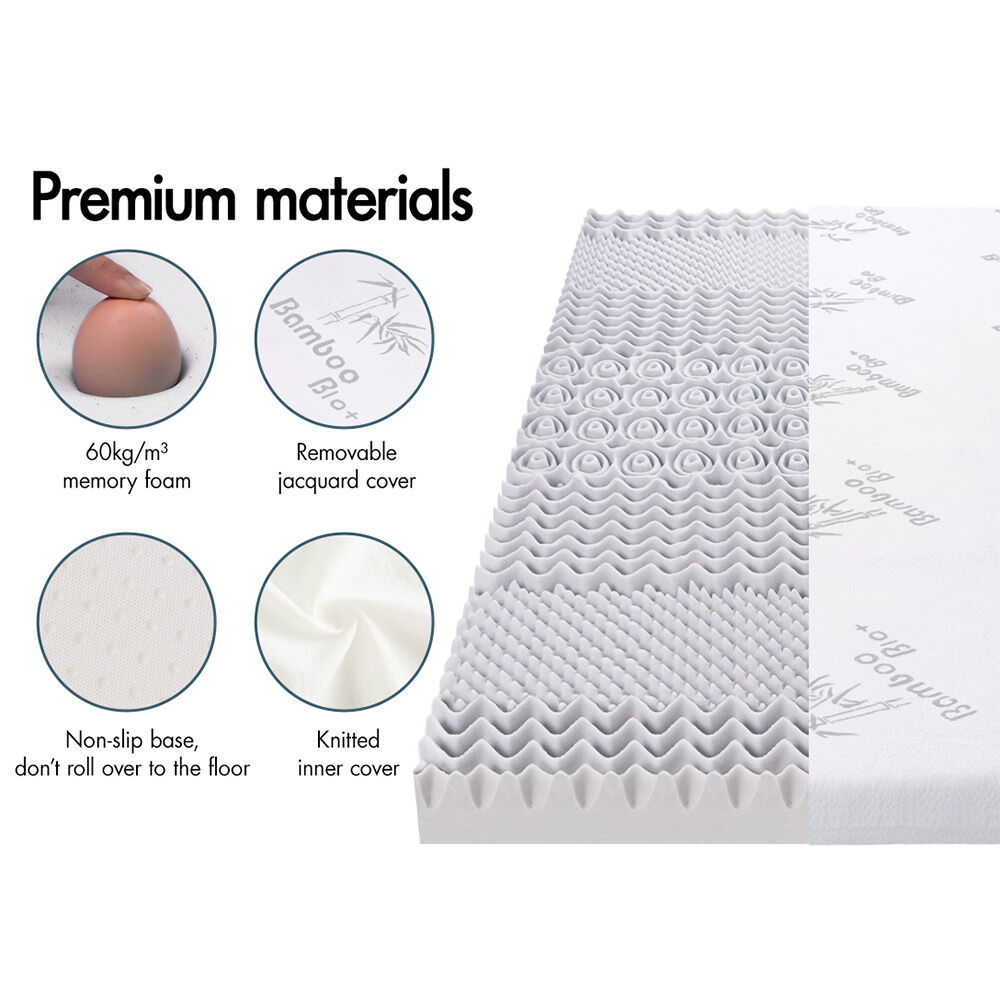 STARRY EUCALYPT Memory Foam Mattress Topper 5/8/10/12cm Bamboo 7-Zone Cool Gel - Picture 416 of 912