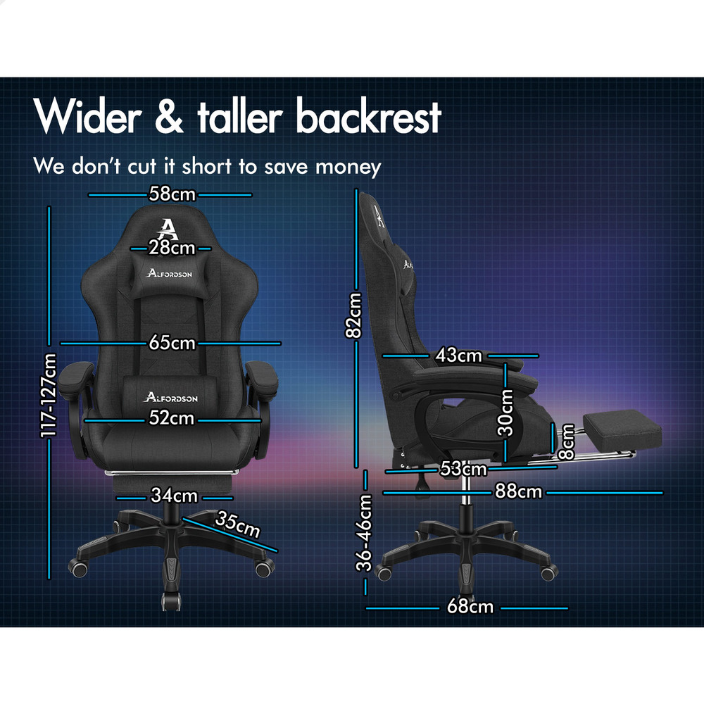 ALFORDSON Gaming Office Chair Massage Racing 12 RGB LED Computer Work Seat - Picture 191 of 267