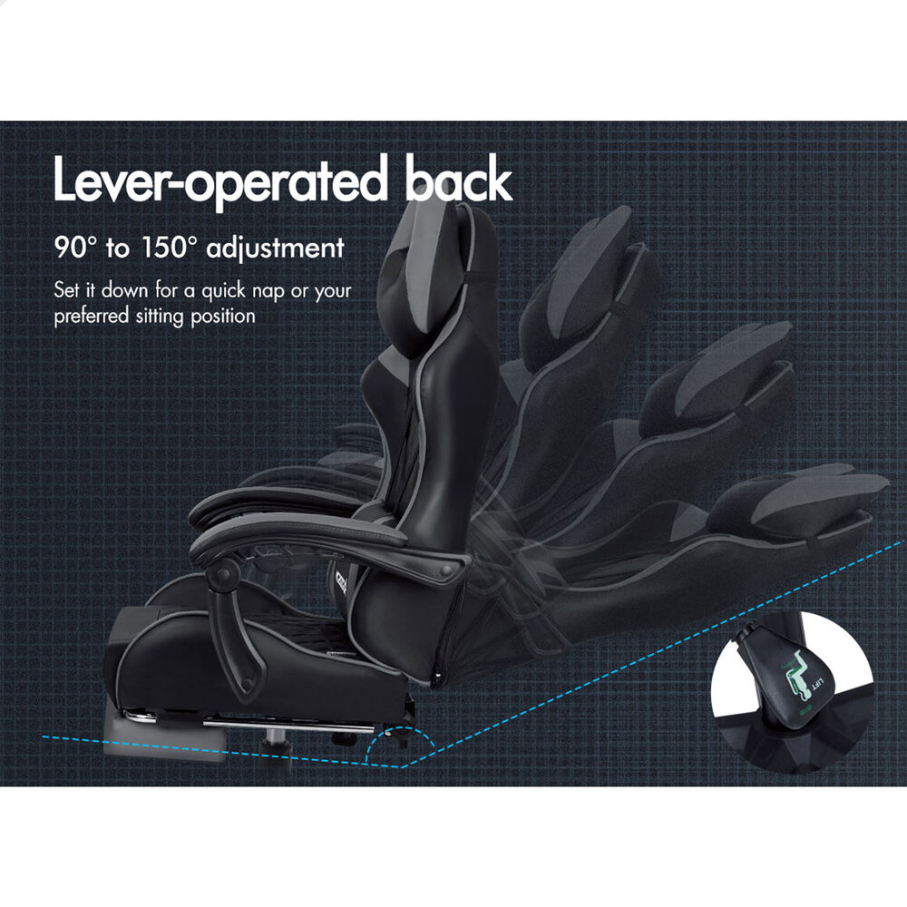 ALFORDSON Gaming Chair Office Executive Racer Larger Lumbar Cushion Seat Leather - Picture 34 of 74