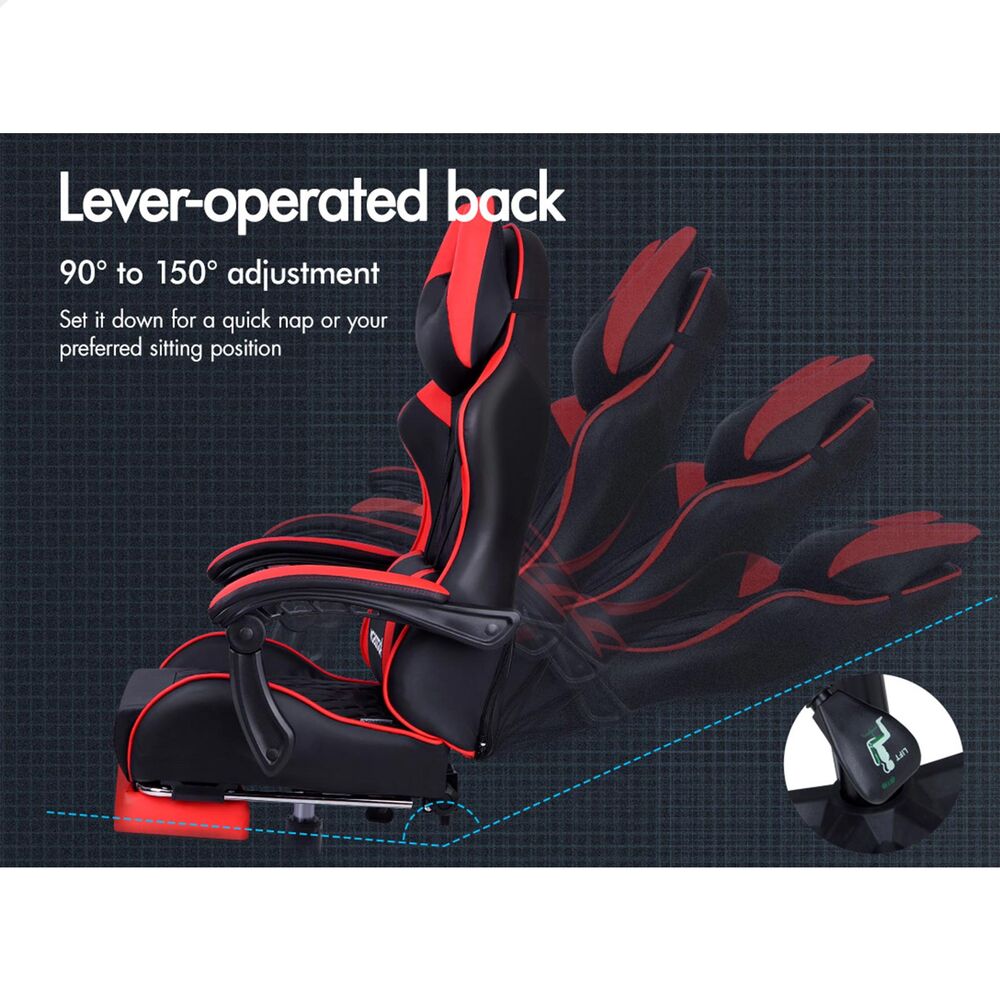 ALFORDSON Gaming Chair Office Executive Racer Larger Lumbar Cushion Seat Leather - Picture 58 of 74