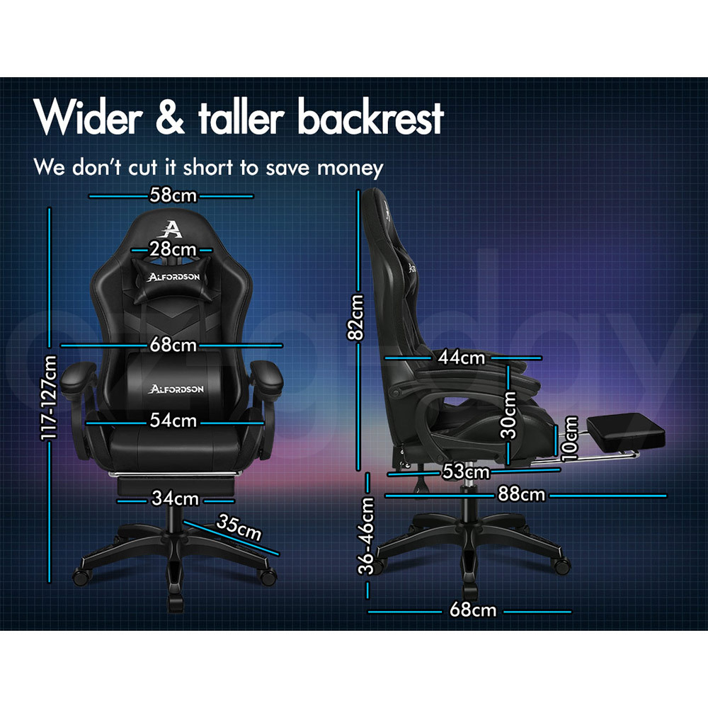 ALFORDSON Gaming Office Chair Massage Racing 12 RGB LED Computer Work Seat - Picture 13 of 267