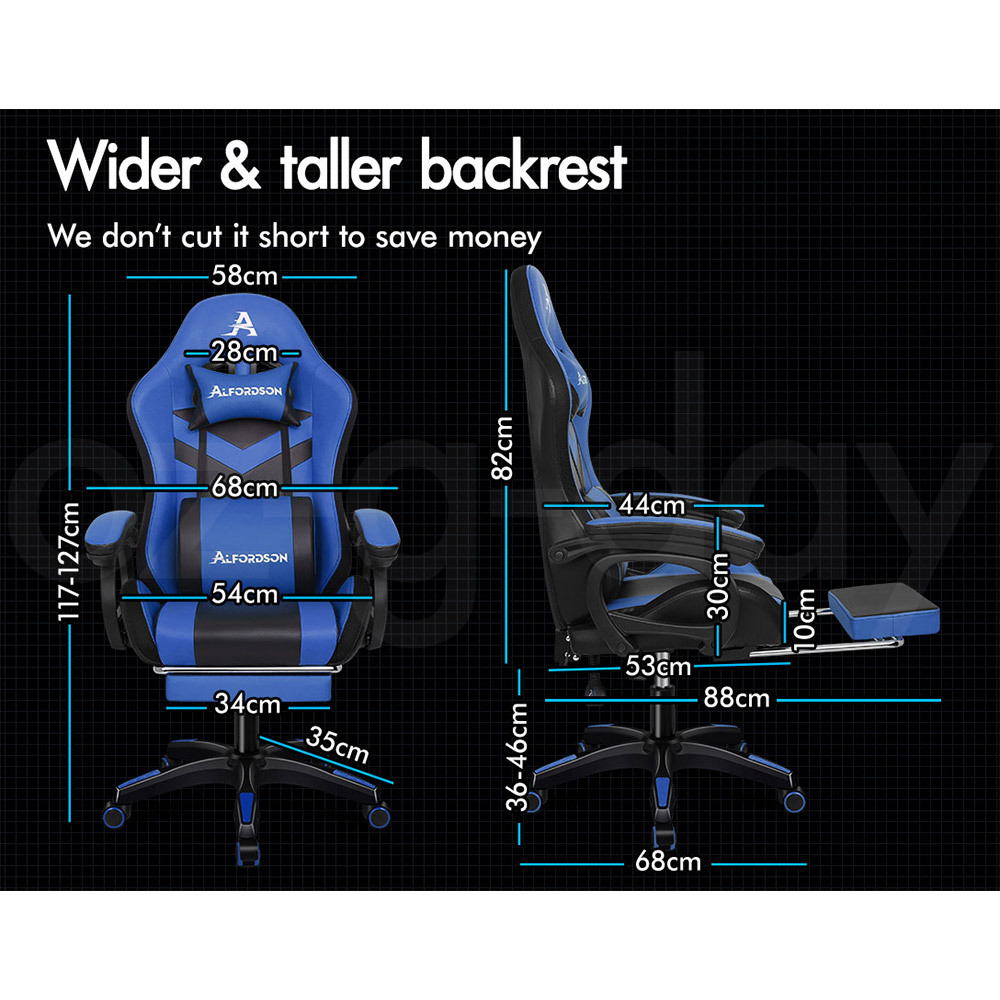 ALFORDSON Gaming Office Chair Massage Racing 12 RGB LED Computer Work Seat - Picture 227 of 267
