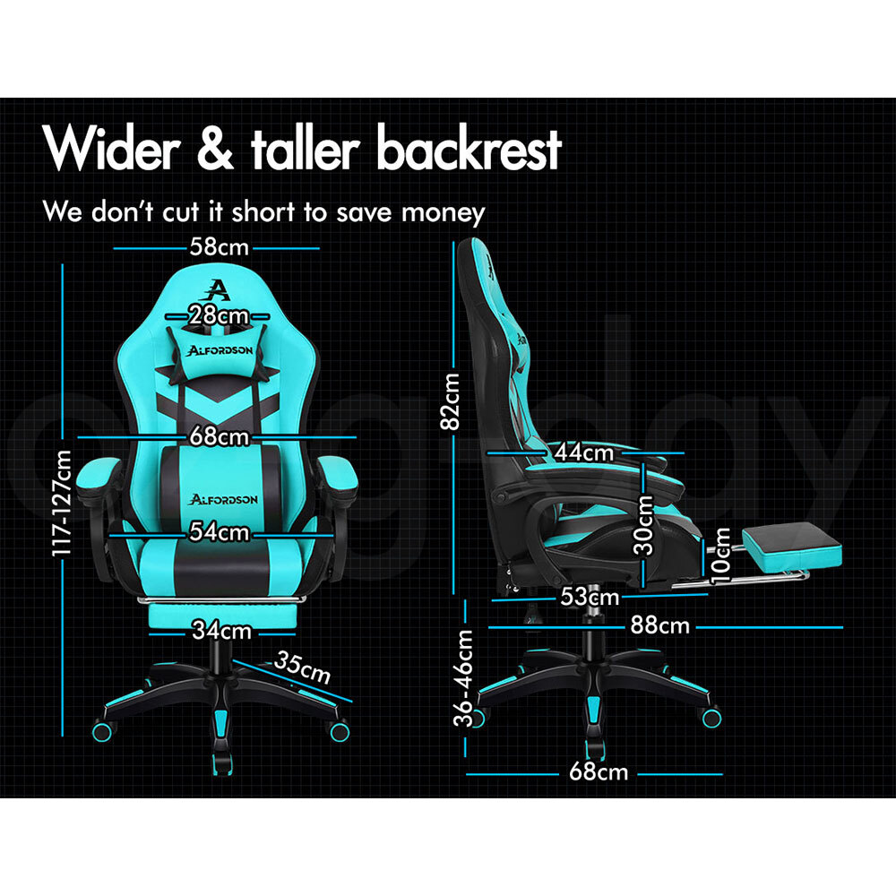 ALFORDSON Gaming Office Chair Massage Racing 12 RGB LED Computer Work Seat - Picture 25 of 267