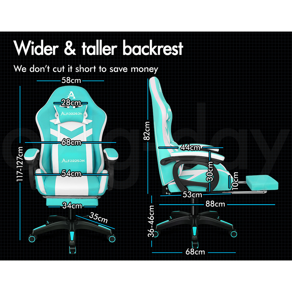 ALFORDSON Gaming Office Chair Massage Racing 12 RGB LED Computer Work Seat - Picture 61 of 267