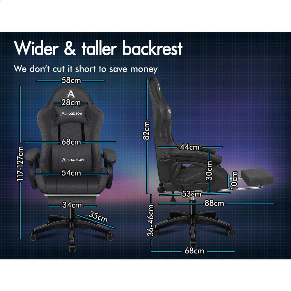 ALFORDSON Gaming Office Chair Massage Racing 12 RGB LED Computer Work Seat - Picture 251 of 267