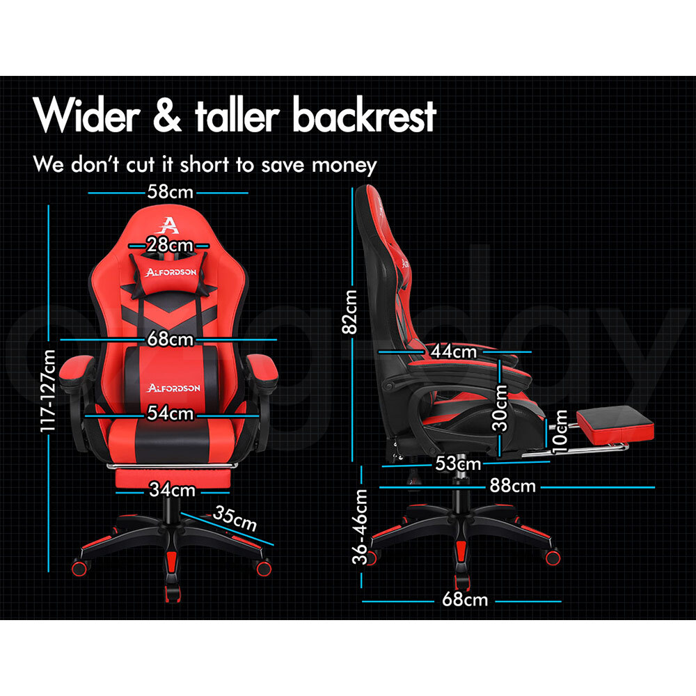 ALFORDSON Gaming Office Chair Massage Racing 12 RGB LED Computer Work Seat - Picture 37 of 267