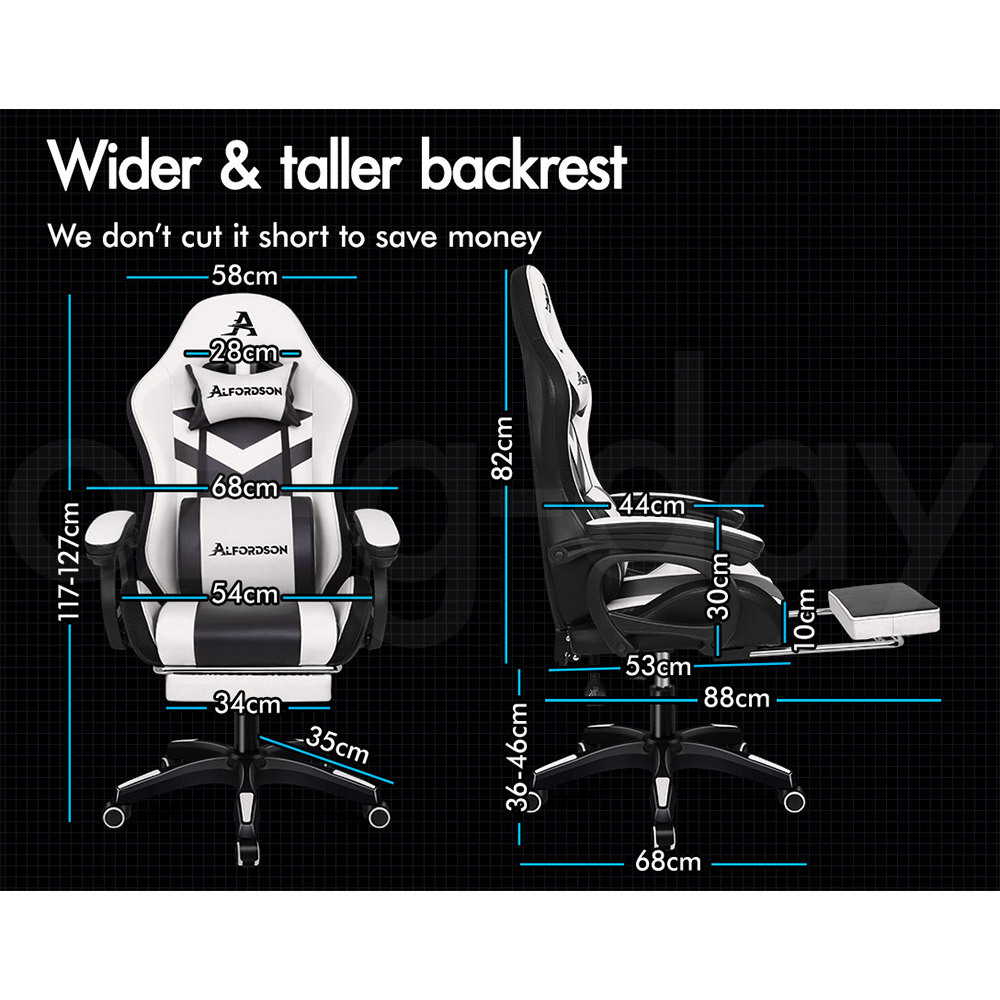 ALFORDSON Gaming Office Chair Massage Racing 12 RGB LED Computer Work Seat - Picture 49 of 267