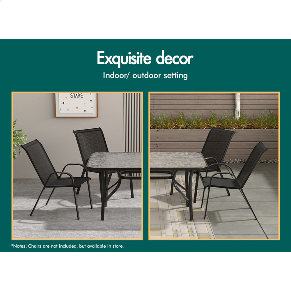 ALFORDSON Outdoor Furniture Patio Dining Table Garden Glass Black Grey Coffee - Picture 20 of 84