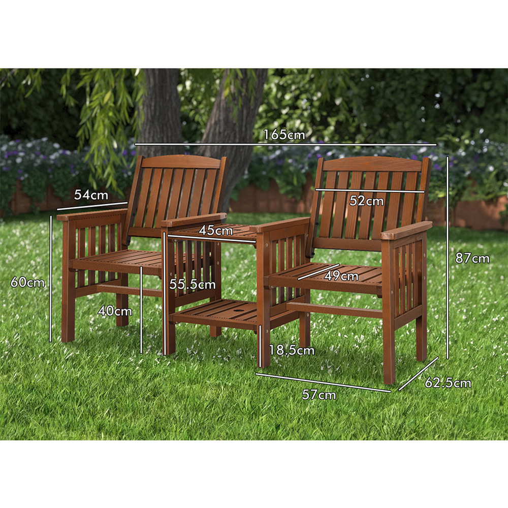 ALFORDSON Outdoor Garden Bench Wooden Loveseat Patio Chairs Table Furniture Set - Picture 12 of 31