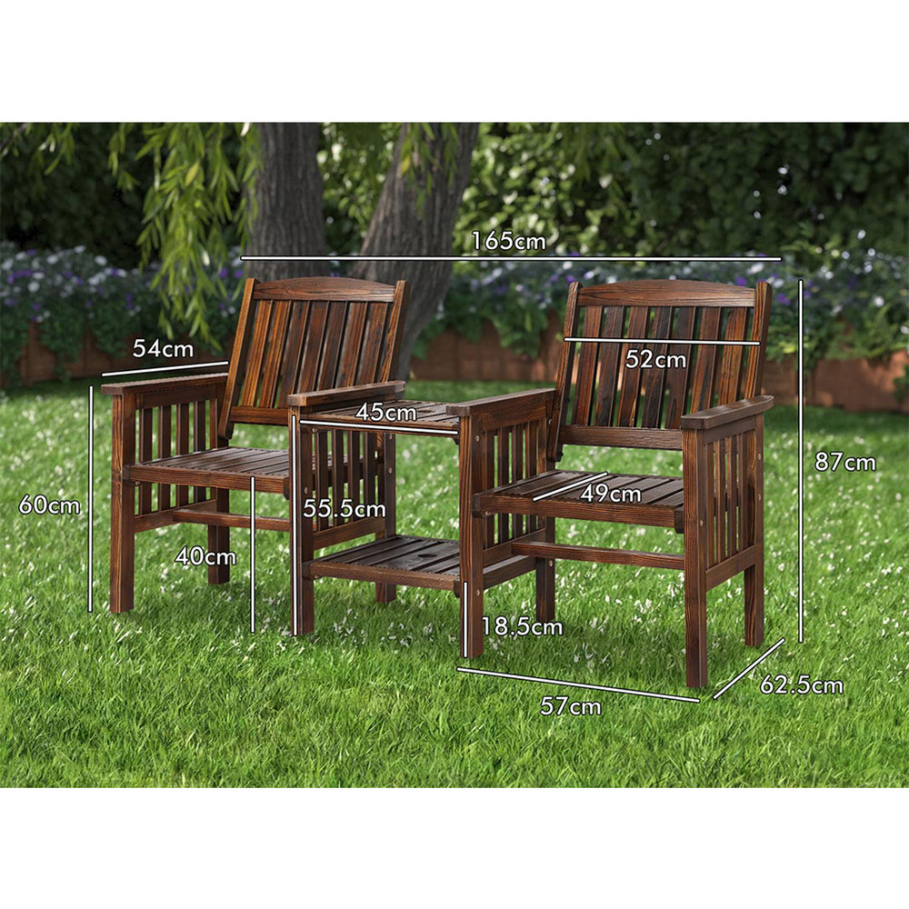 ALFORDSON Outdoor Garden Bench Wooden Loveseat Patio Chairs Table Furniture Set - Picture 21 of 31