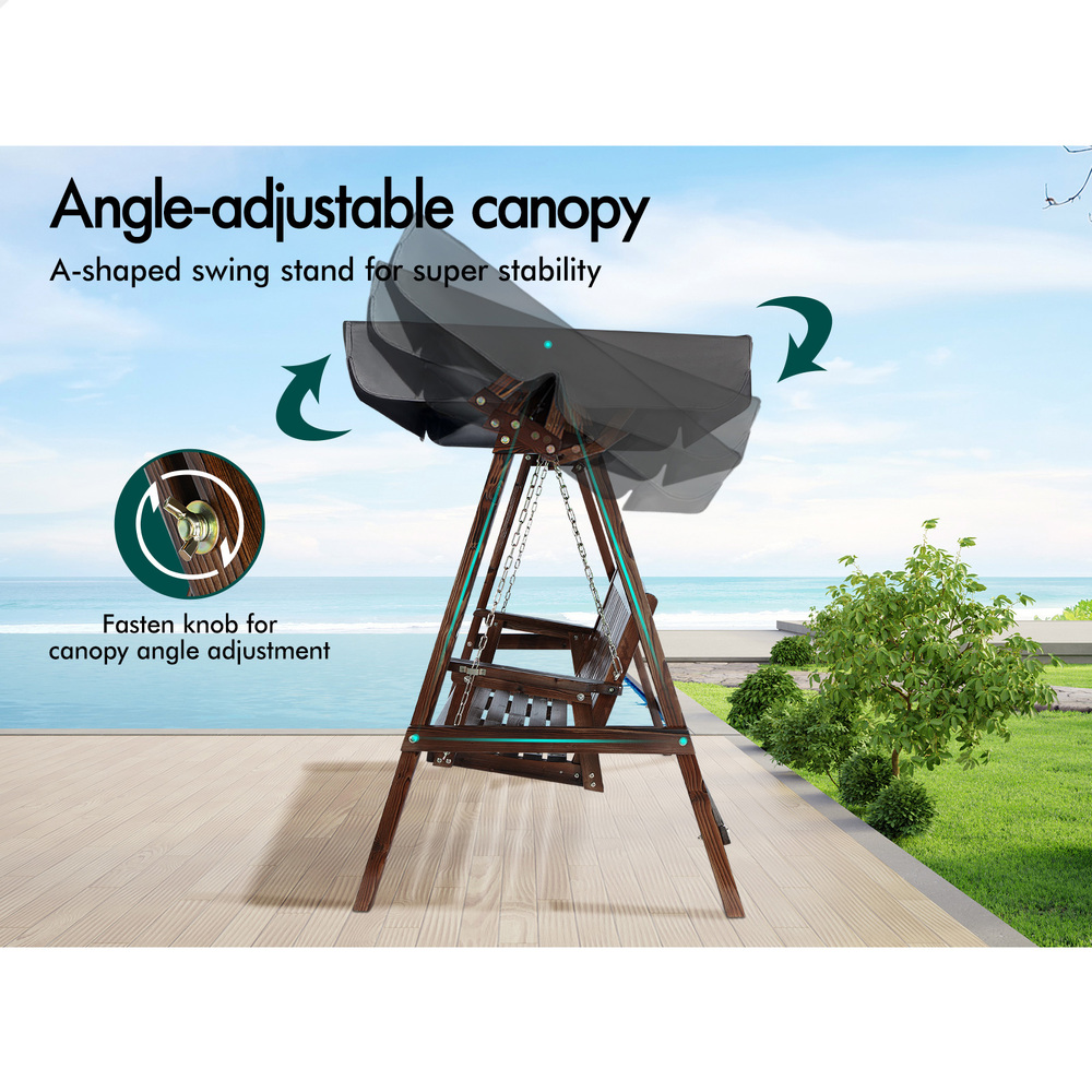 ALFORDSON Swing Chair Outdoor Furniture Wooden Garden Patio Bench Seat Canopy - Picture 38 of 54