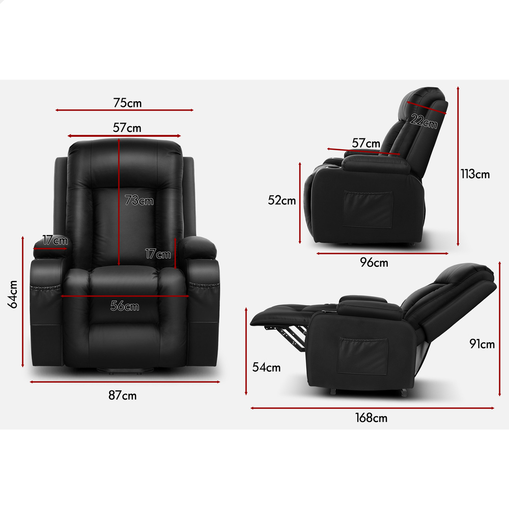 ALFORDSON Recliner Chair Armchair Power Lift Heated Massage Lounge Sofa Couch - Picture 10 of 72