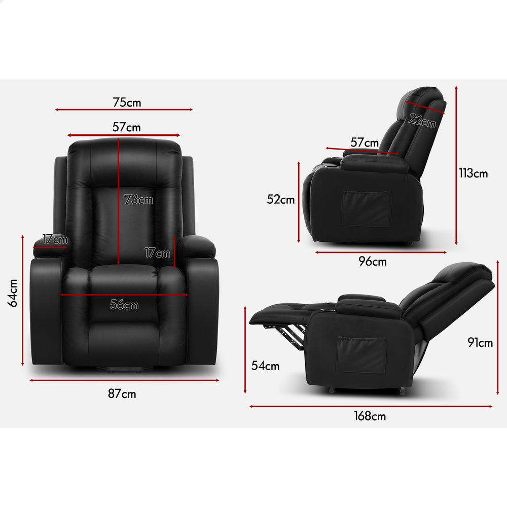 ALFORDSON Recliner Chair Armchair Power Lift Heated Massage Lounge Sofa Couch - Picture 50 of 72