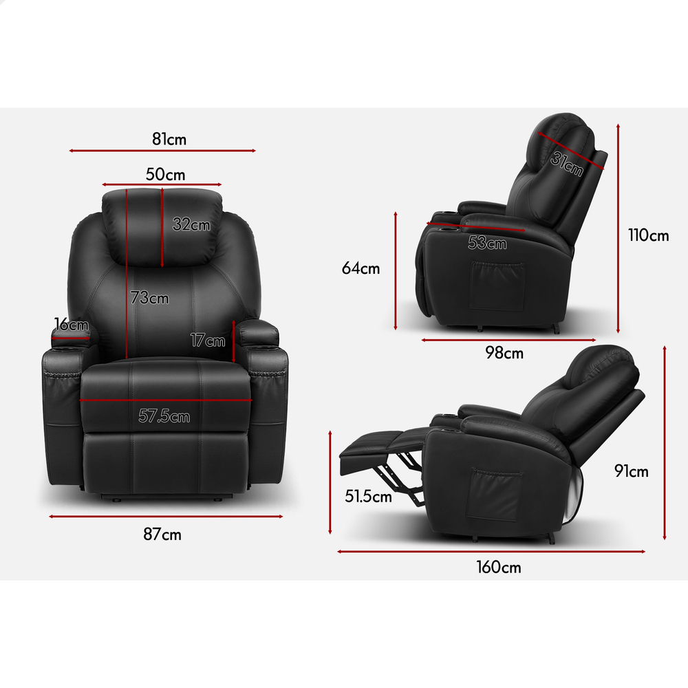 ALFORDSON Recliner Chair Armchair Power Lift Heated Massage Lounge Sofa Couch - Picture 30 of 72