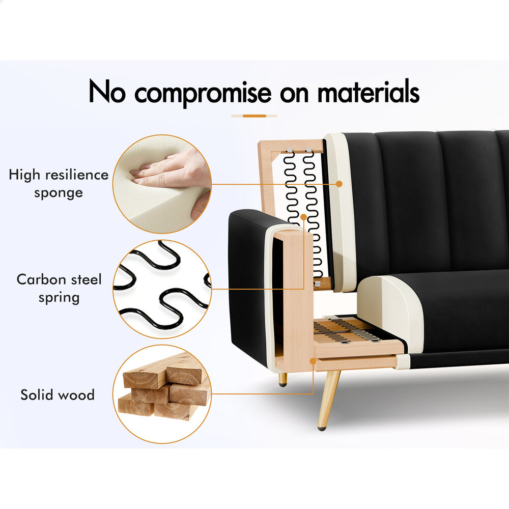 ALFORDSON Sofa Bed Futon Couch 3 Seater Lounge Chair Convertible Velvet - Picture 23 of 39