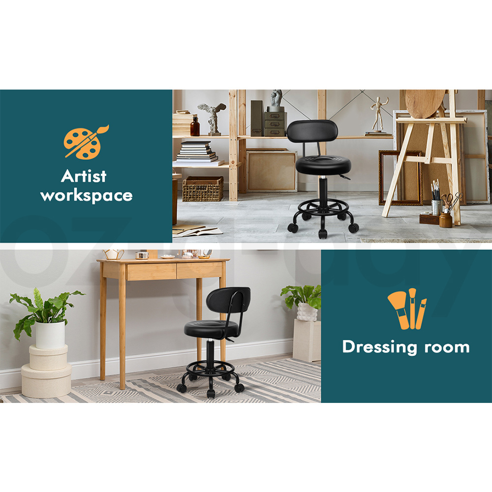 ALFORDSON Salon Stool Backrest Swivel Barber Hair Dress Leather Chair Declan - Picture 30 of 32
