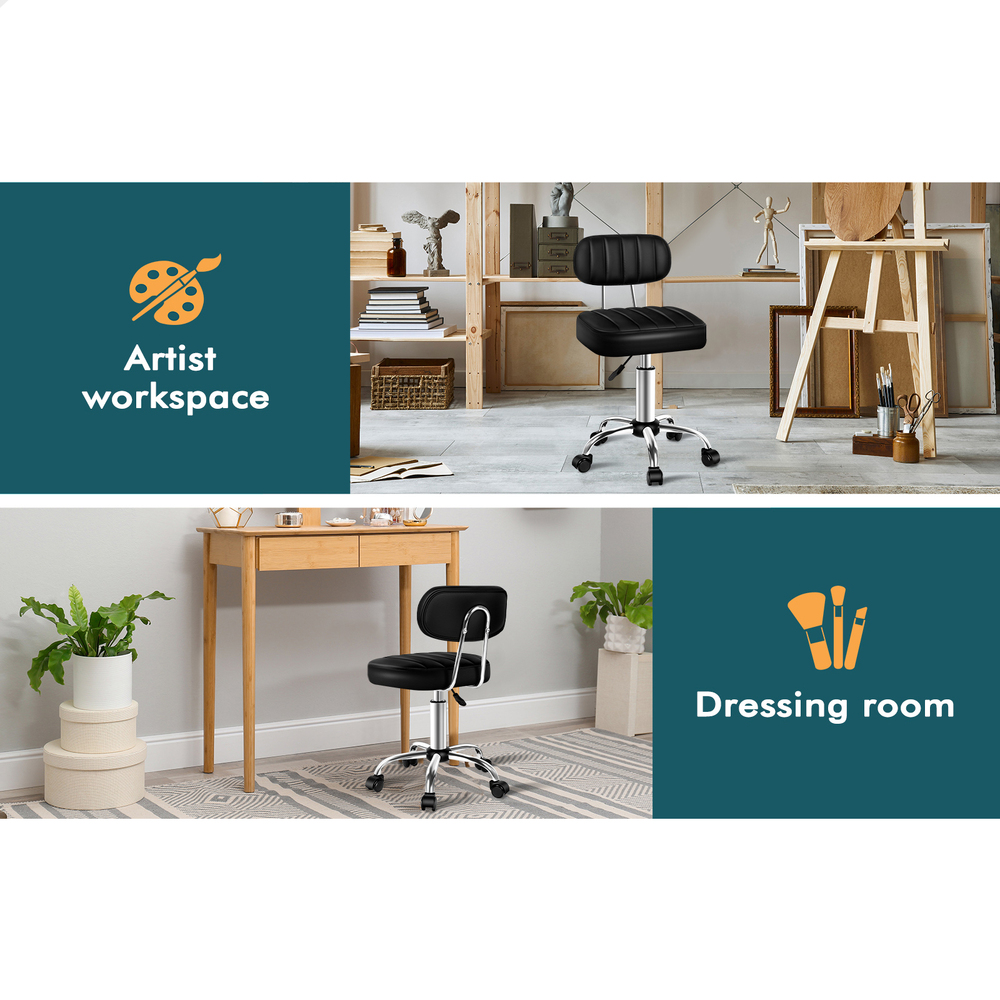 ALFORDSON Salon Stool Backrest Swivel Barber Hair Dress Leather Chair Lina - Picture 39 of 51